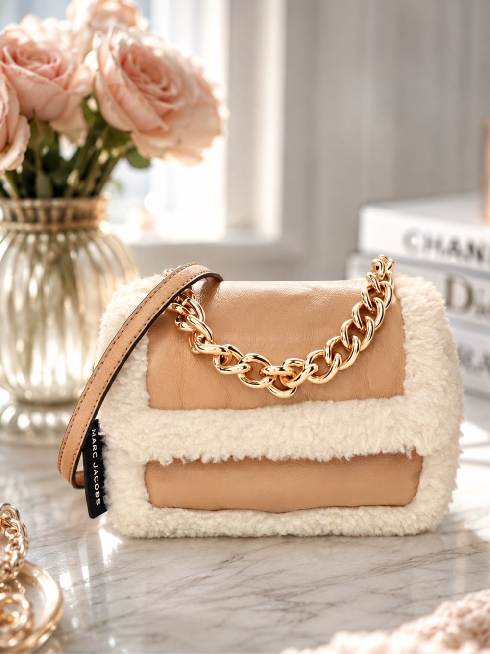 Marc Jacobs RARE Lambskin Shearling The Mini Pillow Bag in Iced Coffee
NWOT